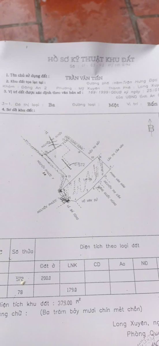 Bán 379m2 Đất Trung Tâm TP Long Xuyên - Chính Chủ