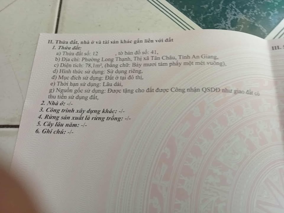 BÁN NHÀ MẶT TIỀN TÂN CHÂU - SÁT QL N1