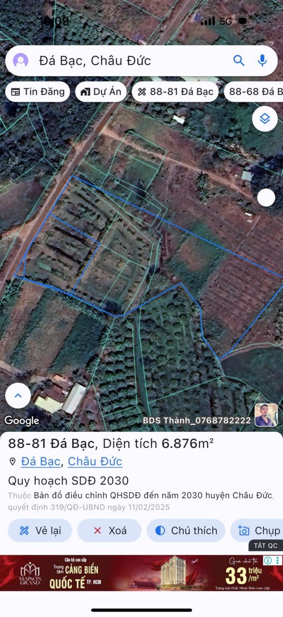 🏞 BÁN ĐẤT VƯỜN MẶT TIỀN ĐƯỜNG NHỰA – CHÂU ĐỨC, BÀ RỊA - VÙNG TÀU