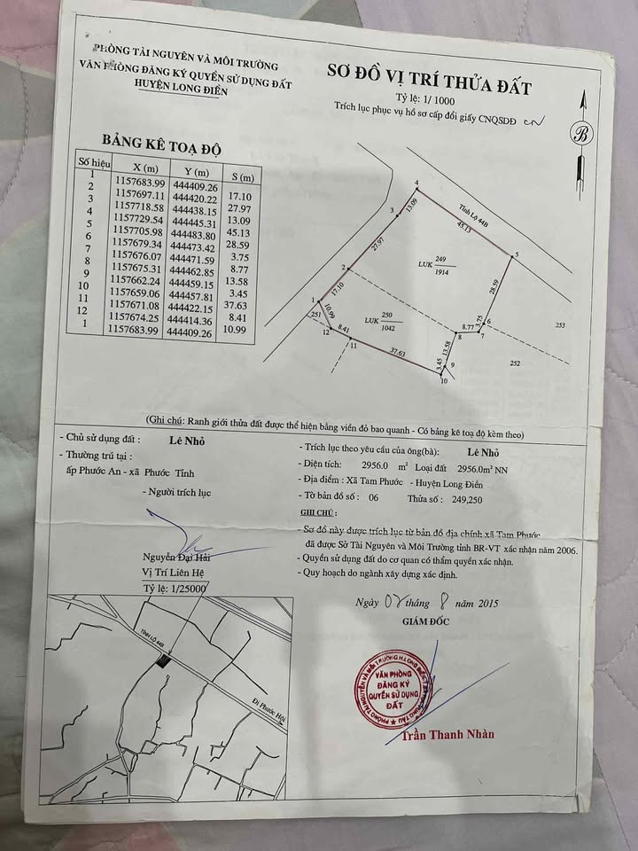 [HIẾM] Đất Lớn Tam Phước (Long Điền) Gần 3000m² - 2 Lô Cùng 1 Sổ, Sẵn Sàng Bán Giá 10.5 Tỷ!