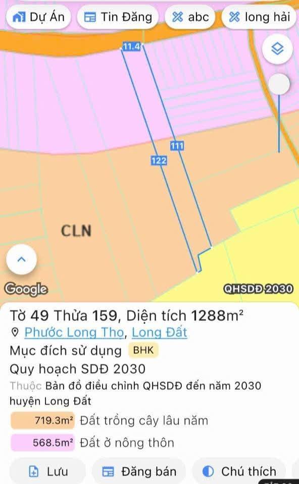 Bán gấp 2 tỷ - đất làm nhà vườn - 1288m2 - Đất Đỏ Bà Rịa Vũng Tàu