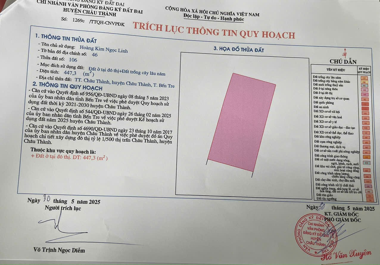 Đầu tư sinh lời ngay: 7 lô khu nền ở khu phố 2 thị trấn Châu Thành tỉnh Bến Tre