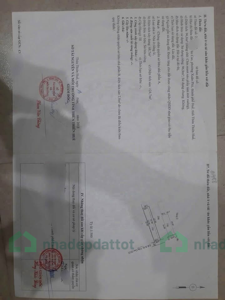 BÁN NHÀ 2 TẦNG + DÃY TRỌ ĐƯỜNG VĂN CAO, PHƯỜNG VĨ DẠ – TP. HUẾ