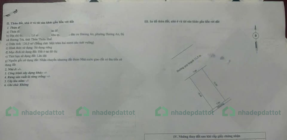 Bán đất KQH Hương An – Diện tích 126m² (ngang 7m) – Giá chỉ 1 tỷ 9xx