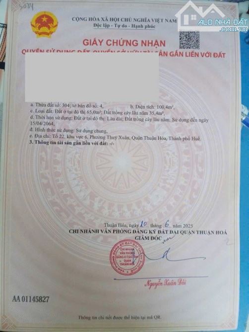 Bán nhà kiệt 245 Bùi Thị Xuân - Thuận Hoá - TP Huế giá rẻ