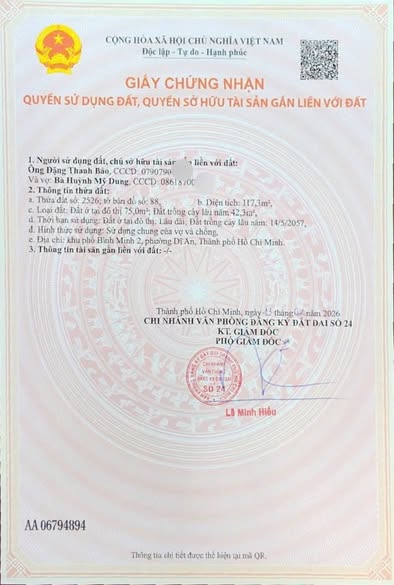 🔥 BÁN ĐẤT MẶT TIỀN ĐƯỜNG NHỰA – TRUNG TÂM DĨ AN – NỞ HẬU 🔥