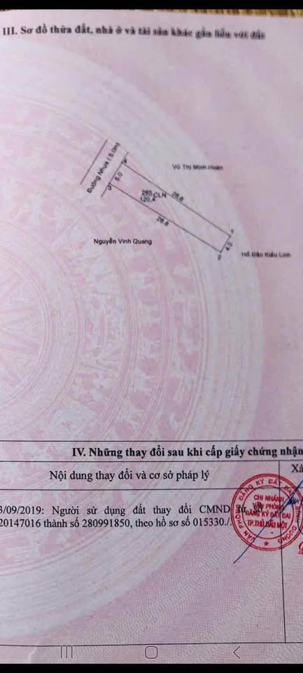 Bán gấp đất Chánh Nghĩa 120m2 giá 3 tỷ 489