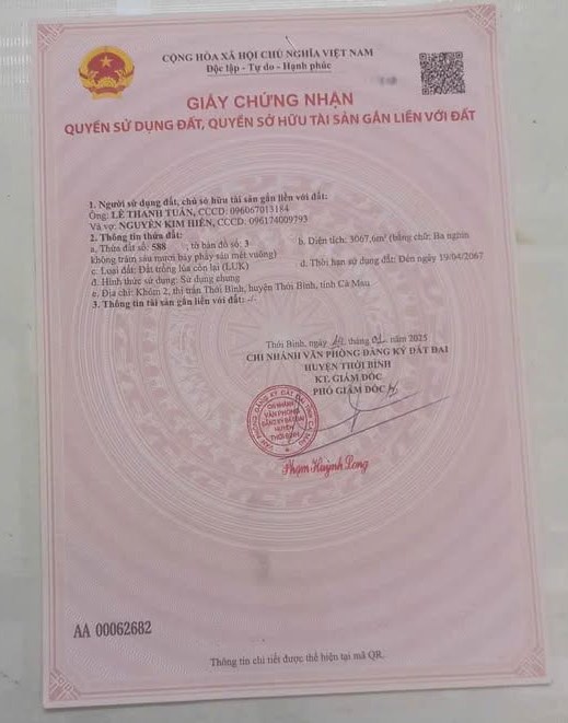 💎 CHÍNH CHỦ BÁN NỀN LỘ XUYÊN Á – NGANG 18M – NGAY TT THỚI BÌNH, CÀ MAU