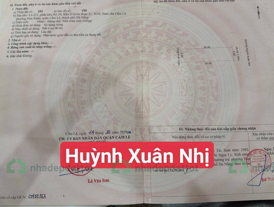 BÁN LÔ ĐẤT ĐẸP ĐƯỜNG 7.5M HUỲNH XUÂN NHỊ – HÒA XUÂN – GIÁ CHỈ 4,15 TỶ!