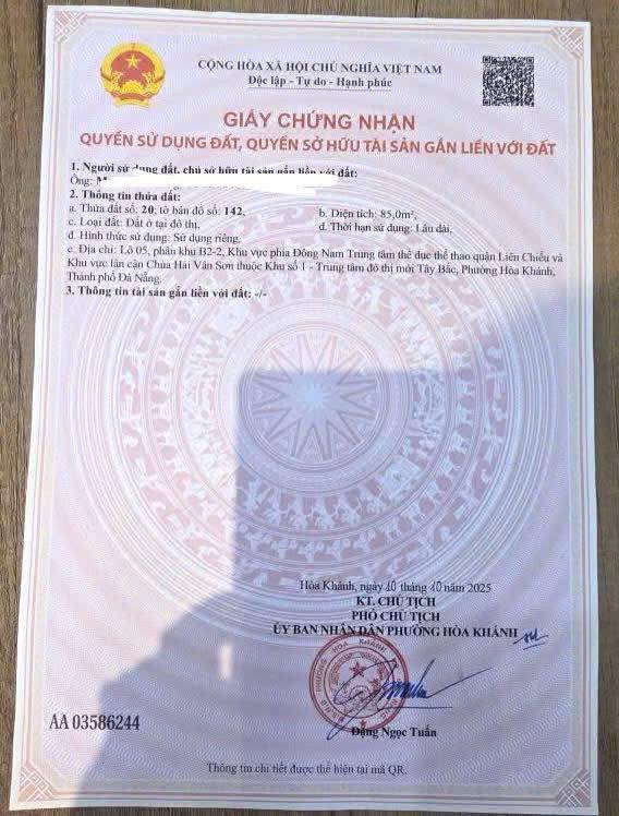 Bán đất TĐC Ngô Sĩ Liên – 85m² – 5 tỷ 180 triệu