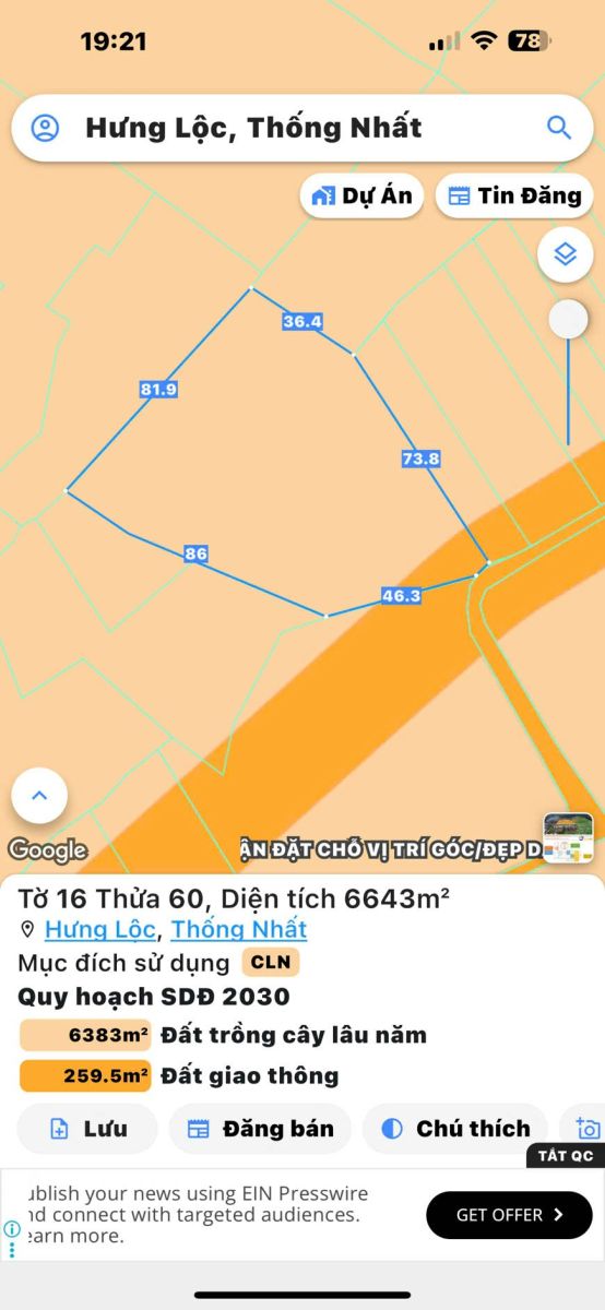 BÁN ĐẤT GIÁ TỐT – GẦN KCN DẦU GIÂY, LONG THÀNH CHỈ 700 TRIỆU/XÀO