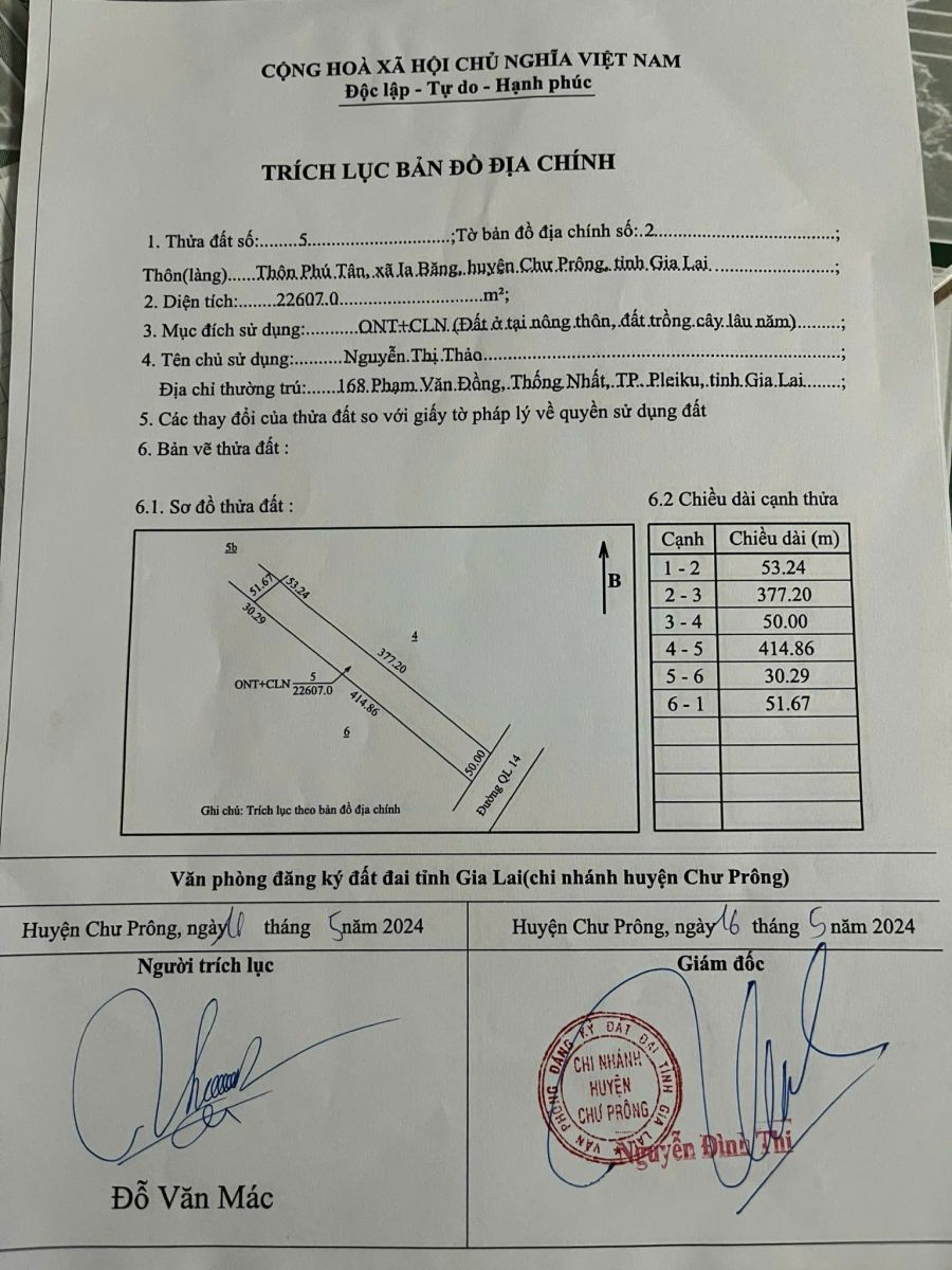 Cần tiền bán gấp đất hơn 4,4 hecta P.Ia Băng, Chư Prông - giá 5 tỷ 5/ha