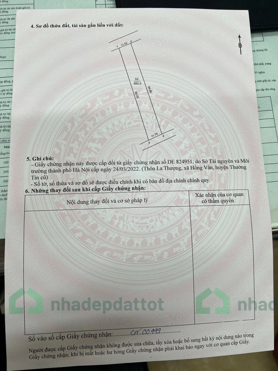 Đất tại khu du lịch sinh thái Hồng Vân - 980m2 - ngang 11,79m