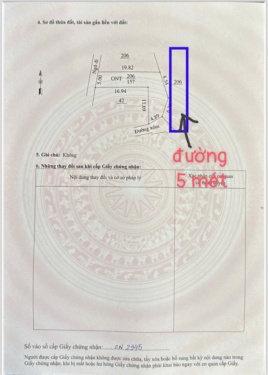 Chính chủ gửi bán lô đất tại Thôn Bồ Dương, xã Khúc Thừa Dụ, TP Hải Phòng 157n2