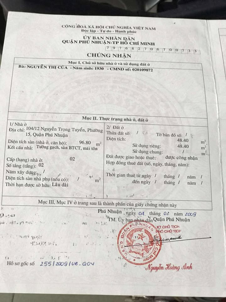 CƠ HỘI HIẾM! 48.6m² Sổ hồng, ngang 5.4m, vị trí trung tâm Phú Nhuận. Giá 6 Tỷ 700 Triệ