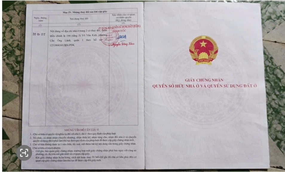Nhà tập thể 4 lầu - bán lầu 2 - địa chỉ 194 Võ Văn Kiệt phường Bến Thành Quận 1 -  ngang 5, 75 m - dài 29,81m - giá 8 tỷ 1