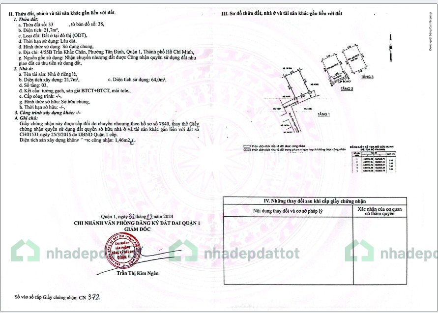 Nhà mới 3 tầng - Quận 1 - 21,7m2 - 4,8 tỷ