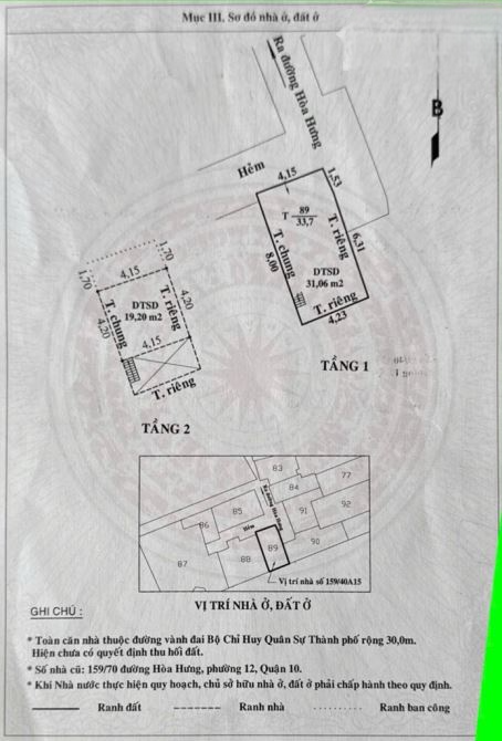 HOÀ HƯNG -P.12- Q.10- DT: 33.7M2- 3 TỶ 7