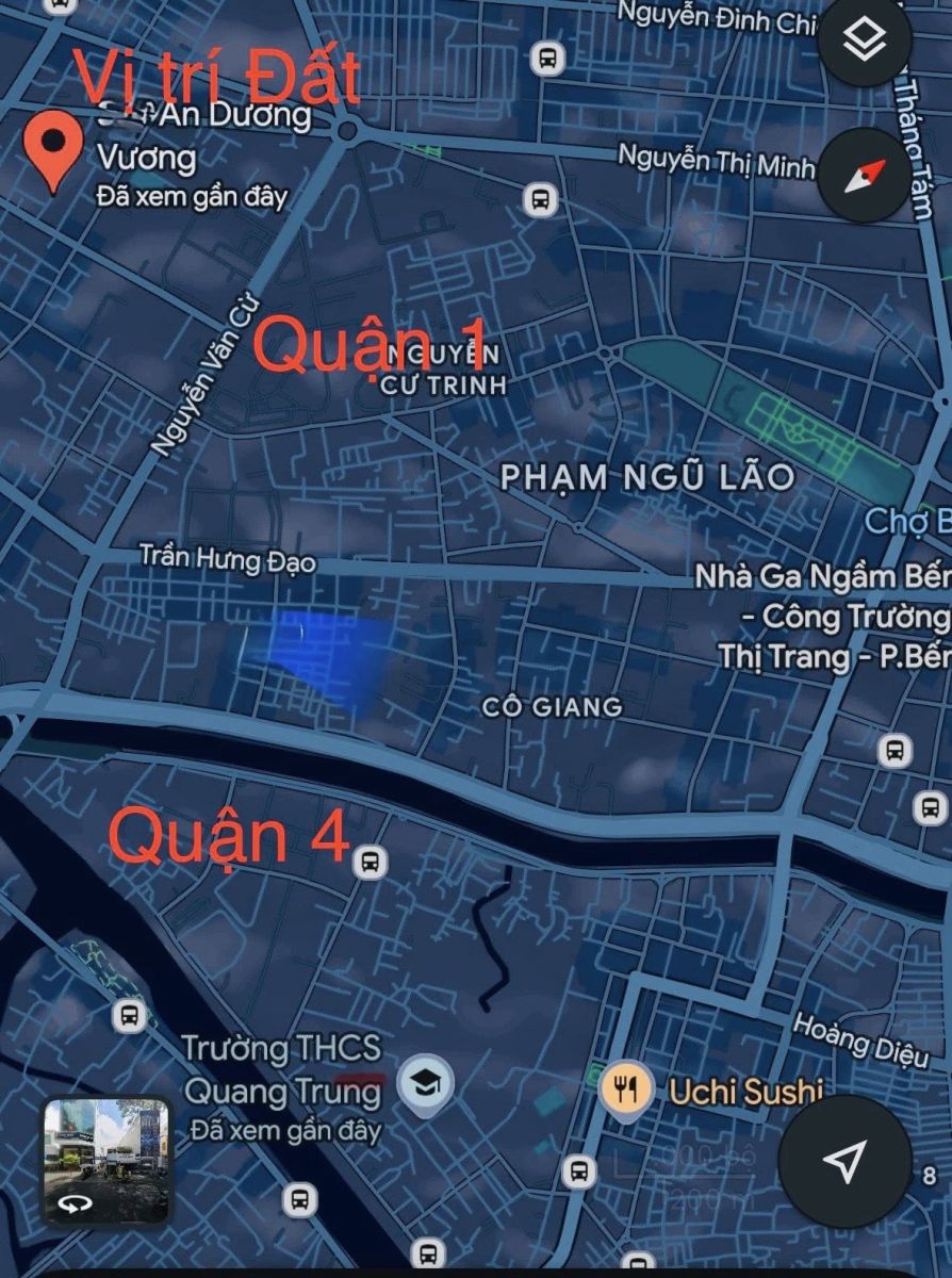 BÁN ĐẤT TRỐNG QUẬN 5 – HẺM GẦN XE HƠI – CÁCH MẶT TIỀN 60M – GIÁ CHỈ 6,59 TỶ TL