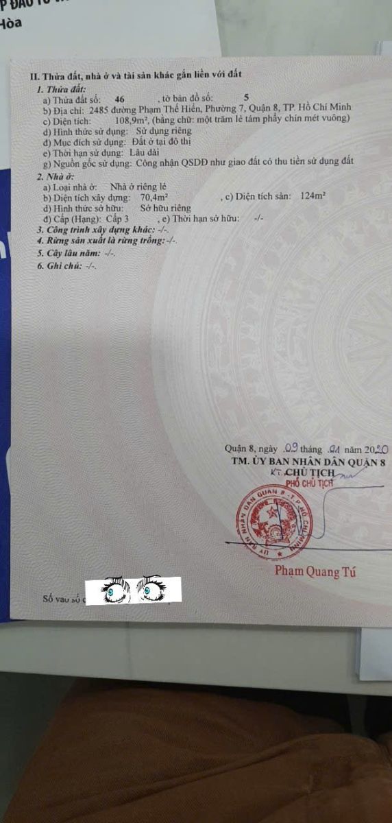 Bán nhà mặt tiền đường Phạm Thế Hiển quận 8 - 108,9m2 - giá 10,7 TL