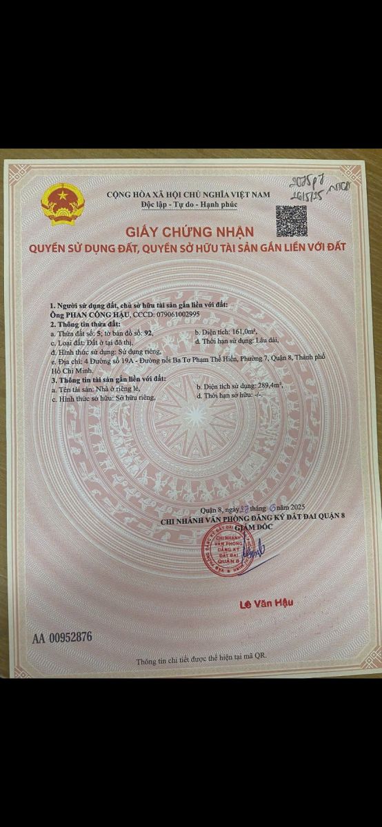 Tọa độ ĐẸP Q.8! Nhà 4 tầng 91.4m², pháp lý chính chủ. Bán nhanh, liên hệ Bác Hậu 0903363447.