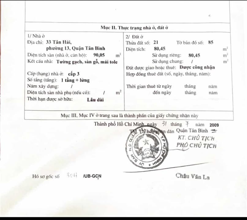 SỔ HỒNG CHÍNH CHỦ! Bán Gấp Nhà 4x20m (80m²) có gác lửng tại 33 Tân Hải, P.13, Tân Bình. Giá 13.5 Tỷ.