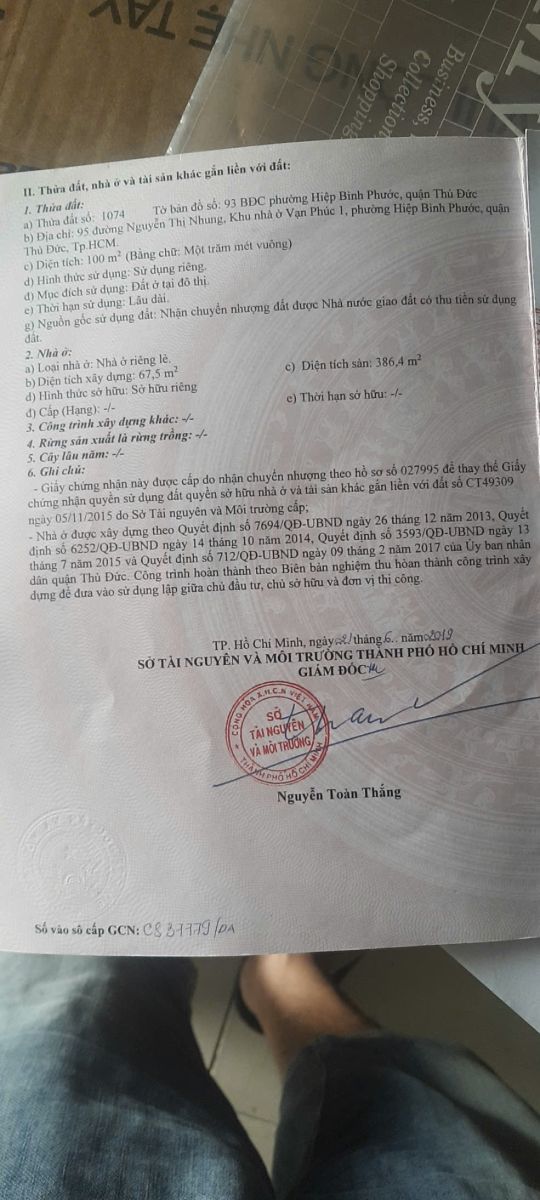 Bán nhà mặt tiền Nguyễn Thị Nhung – KĐT Vạn Phúc City, giá tốt 28,5 tỷ (có thương lượng)