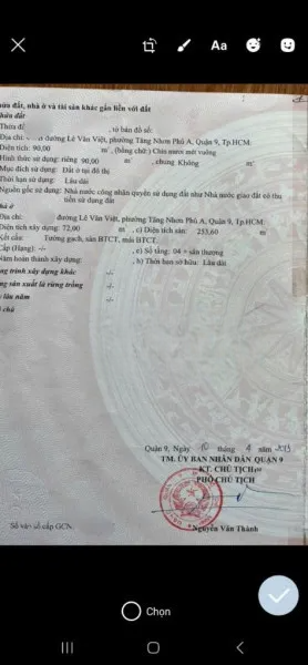 Bán nhà mặt tiền lê văn viêt, phường tăng nhơn phú, hồ chí minh giá 24 tỷ