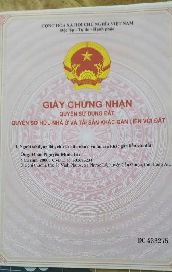 🏡 BÁN ĐẤT THỔ CƯ 2 MẶT TIỀN 223M² – PHƯỚC LÝ, CẦN GIUỘC – GIÁ 3,9 TỶ