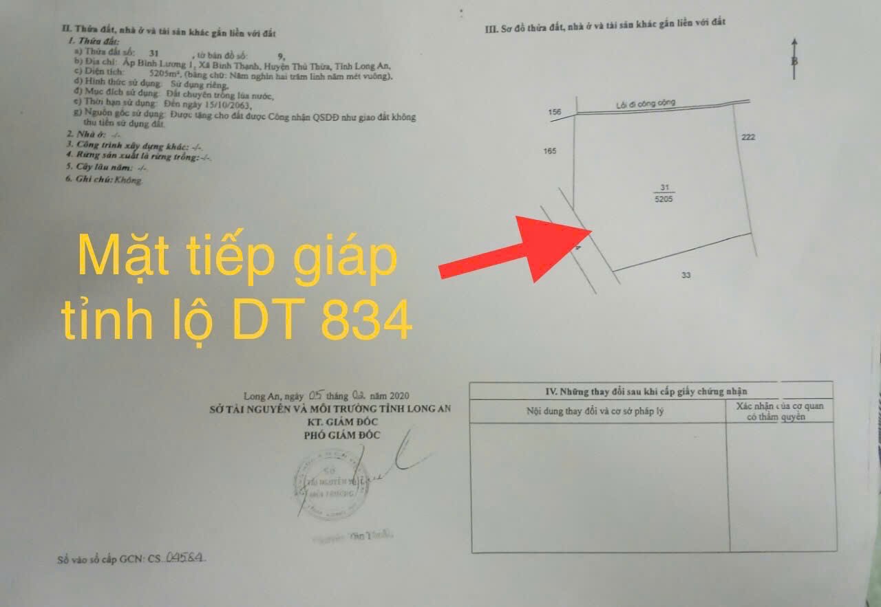 🔥CƠ HỘI ĐẦU TƯ HIẾM CÓ - 5.200m2 ĐẤT MẶT TIỀN ĐƯỜNG TỈNH 834 🔥