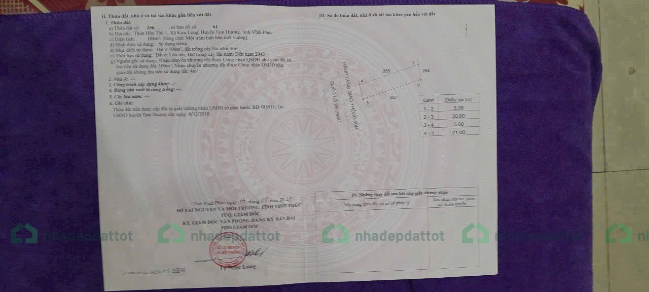 TRỤC CHÍNH KINH DOANH – QL2B – KIM LONG – TAM DƯƠNG - 3,7XX TỶ