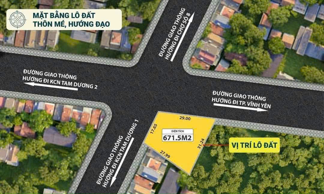 Lô góc Tam Dương – Vĩnh Phúc – 671,5m² – giá 6,0x triệu/m²