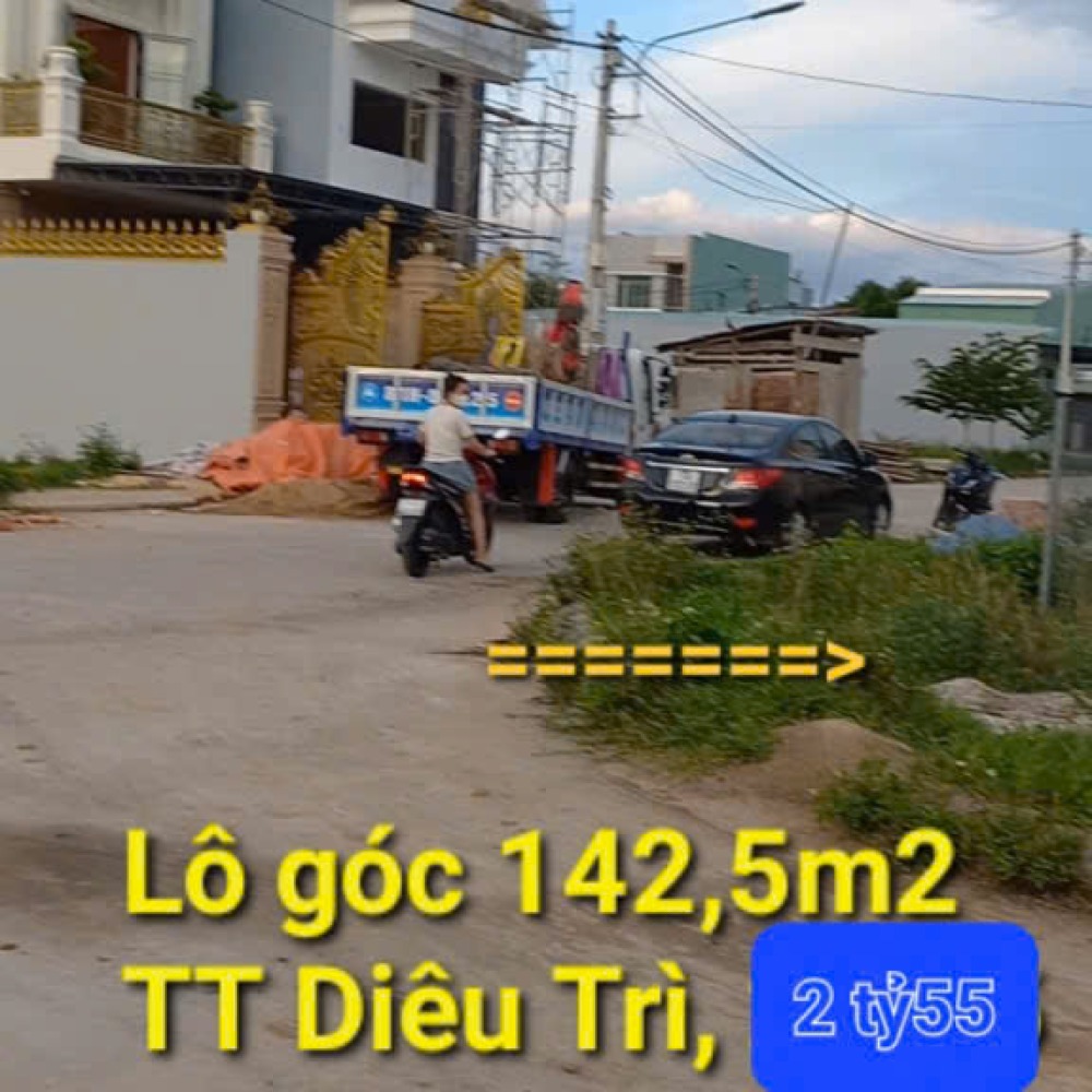 Bán lô góc 142m2, 2ty6, ĐT: 0339598095 ngay TT DIÊU TRÌ kề khu ĐT XANH DIÊU TRÌ
